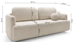 Designer Sofa Celiné Bouclé mit Schlaffunktion und Stauraum