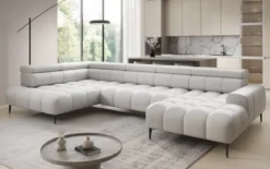 Designer Sofa Ceora U mit elektrischer Schlaffunktion und verstellbarerer Rückenlehne in Echtleder