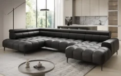 Designer Sofa Ceora U mit elektrischer Schlaffunktion und verstellbarerer Rückenlehne in Echtleder