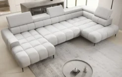 Designer Sofa Ceora U mit elektrischer Schlaffunktion und verstellbarerer Rückenlehne in Echtleder