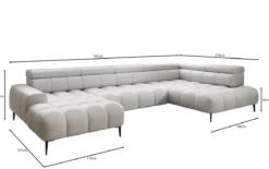 Designer Sofa Ceora U mit elektrischer Schlaffunktion und verstellbarerer Rückenlehne in Echtleder