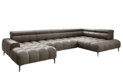 Designer Sofa Ceora U mit elektrischer Schlaffunktion und verstellbarerer Rückenlehne in Echtleder