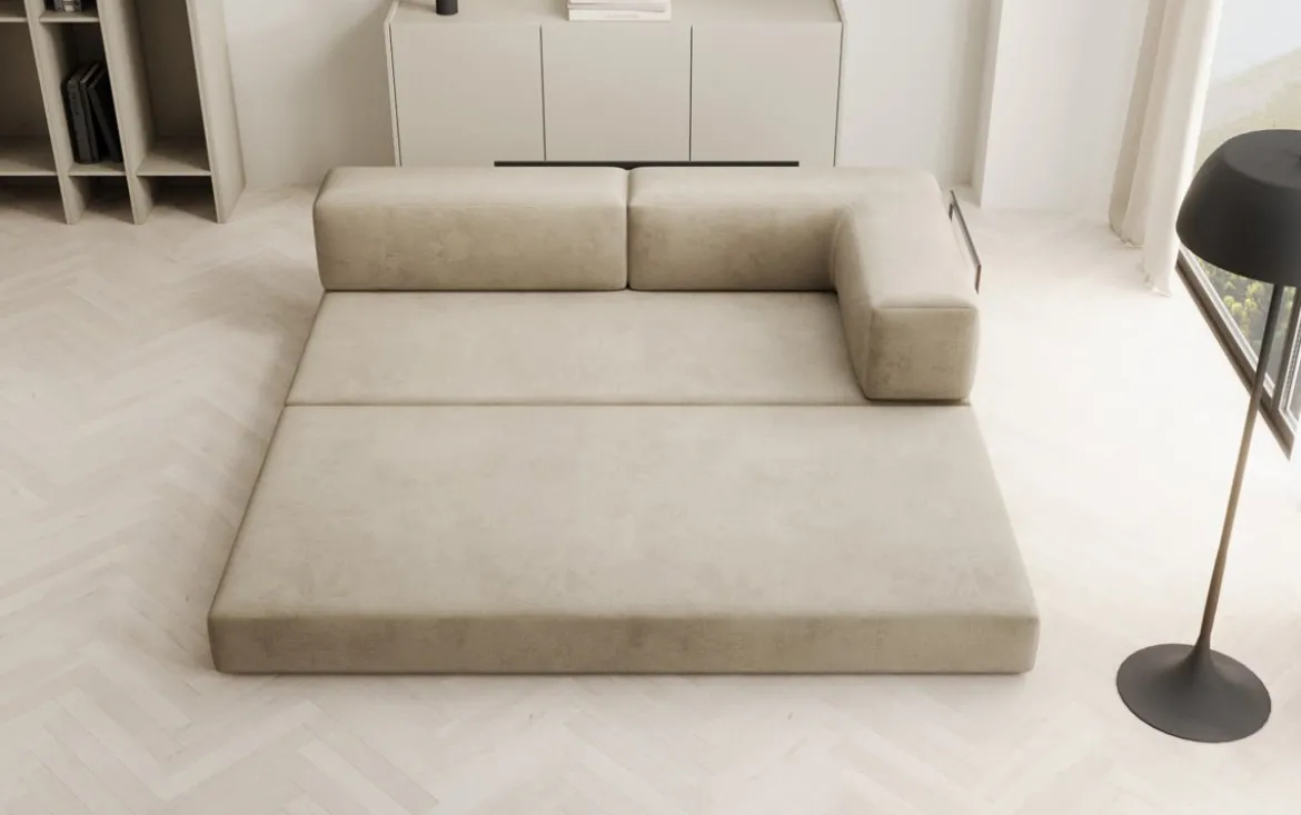 Designer Sofa/Chaise Longue Lazy in Samt