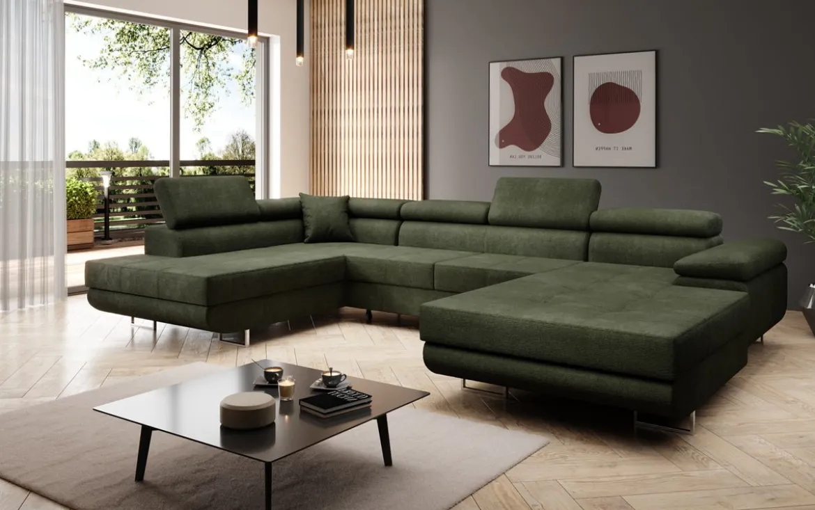 Designer Sofa Lago mit Schlaf - und Klappfunktion in Bouclé