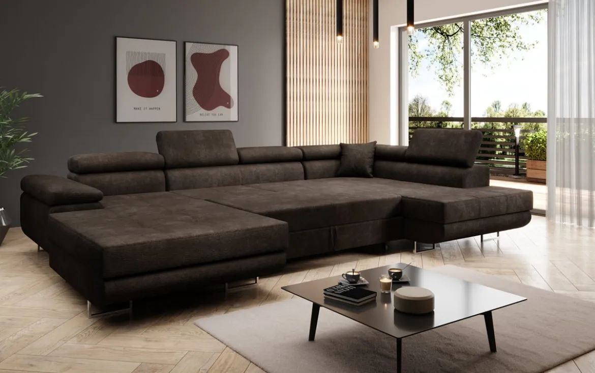 Designer Sofa Lago mit Schlaf - und Klappfunktion in Bouclé