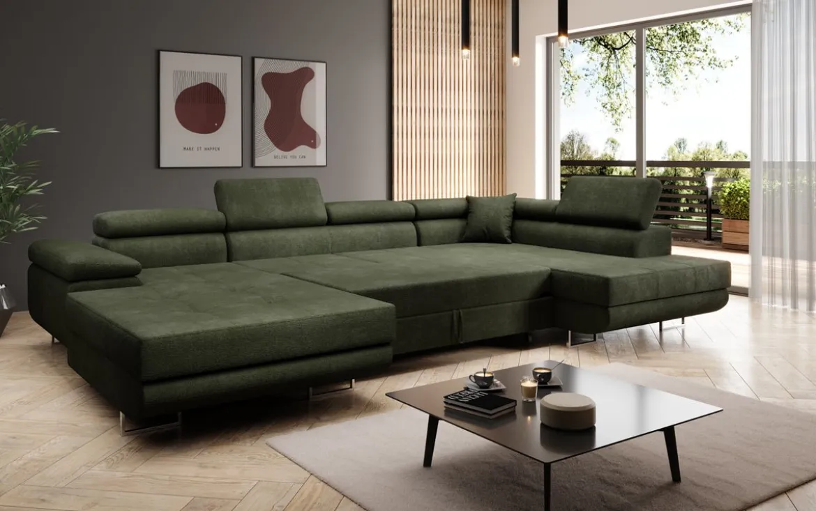 Designer Sofa Lago mit Schlaf - und Klappfunktion in Bouclé