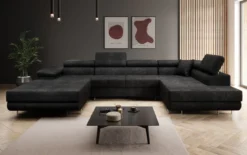 Designer Sofa Lago mit Schlaf - und Klappfunktion in Bouclé