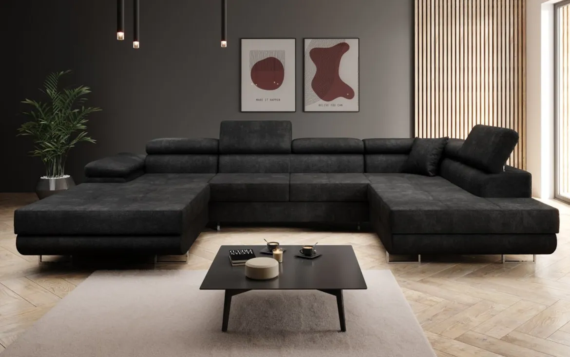 Designer Sofa Lago mit Schlaf - und Klappfunktion in Bouclé