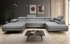 Designer Sofa Lago mit Schlaf - und Klappfunktion in Bouclé