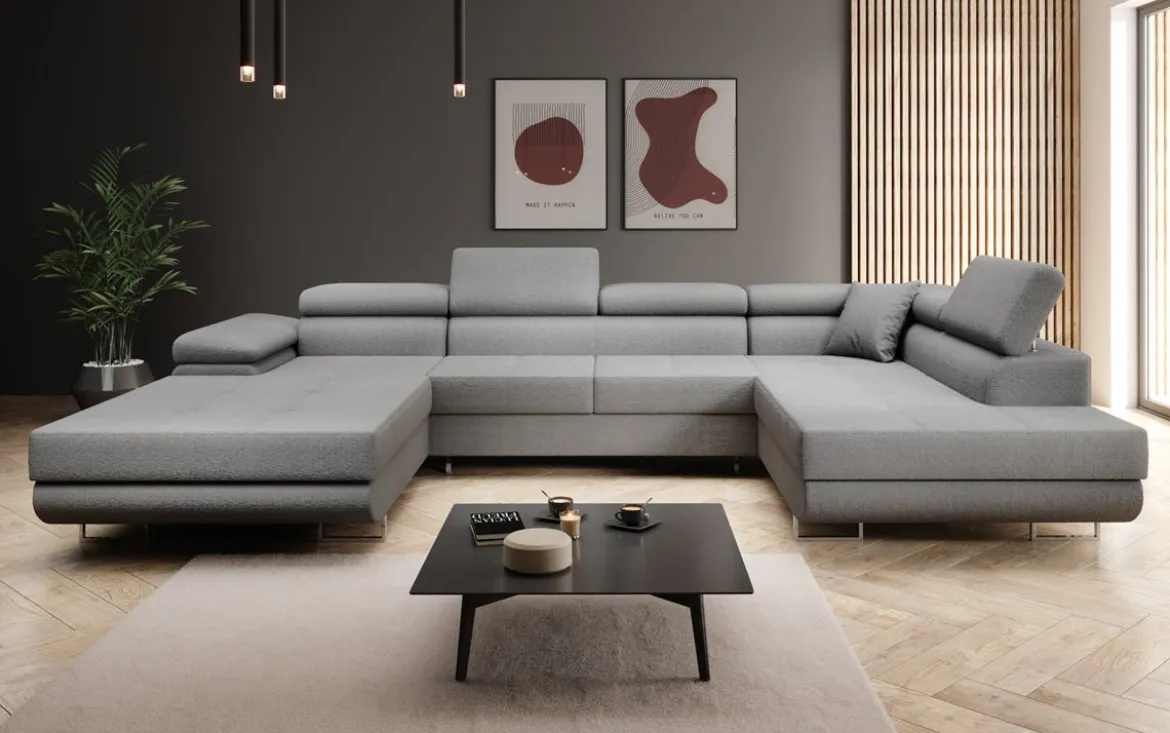 Designer Sofa Lago mit Schlaf - und Klappfunktion in Bouclé