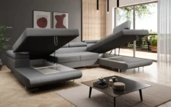 Designer Sofa Lago mit Schlaf - und Klappfunktion in Bouclé