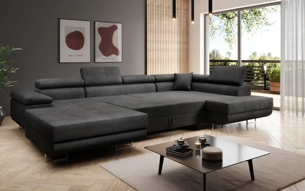 Designer Sofa Lago mit Schlaf - und Klappfunktion in Bouclé