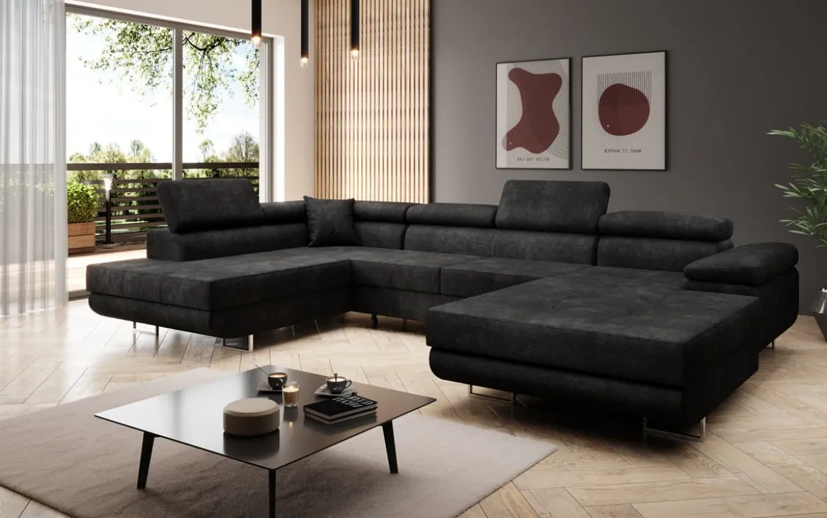 Designer Sofa Lago mit Schlaf - und Klappfunktion in Bouclé