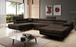 Designer Sofa Lago mit Schlaf - und Klappfunktion in Bouclé