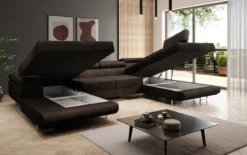 Designer Sofa Lago mit Schlaf - und Klappfunktion in Bouclé