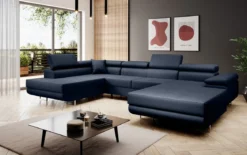 Designer Sofa Lago mit Schlaf - und Klappfunktion in Kunstleder