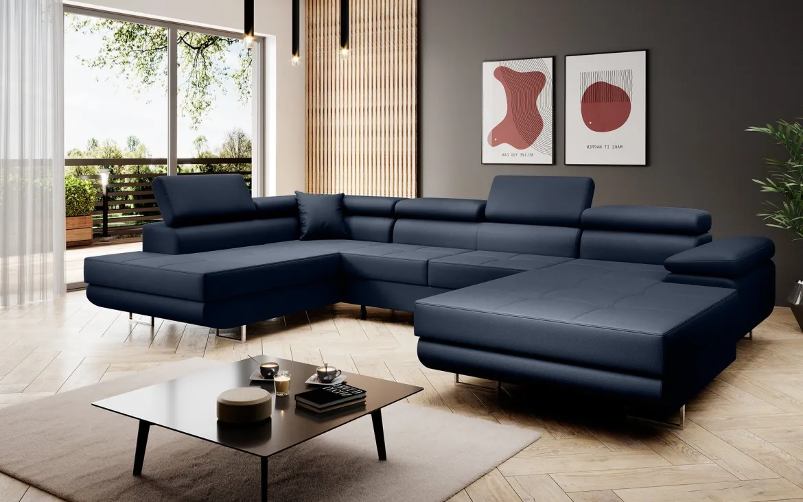 Designer Sofa Lago mit Schlaf - und Klappfunktion in Kunstleder