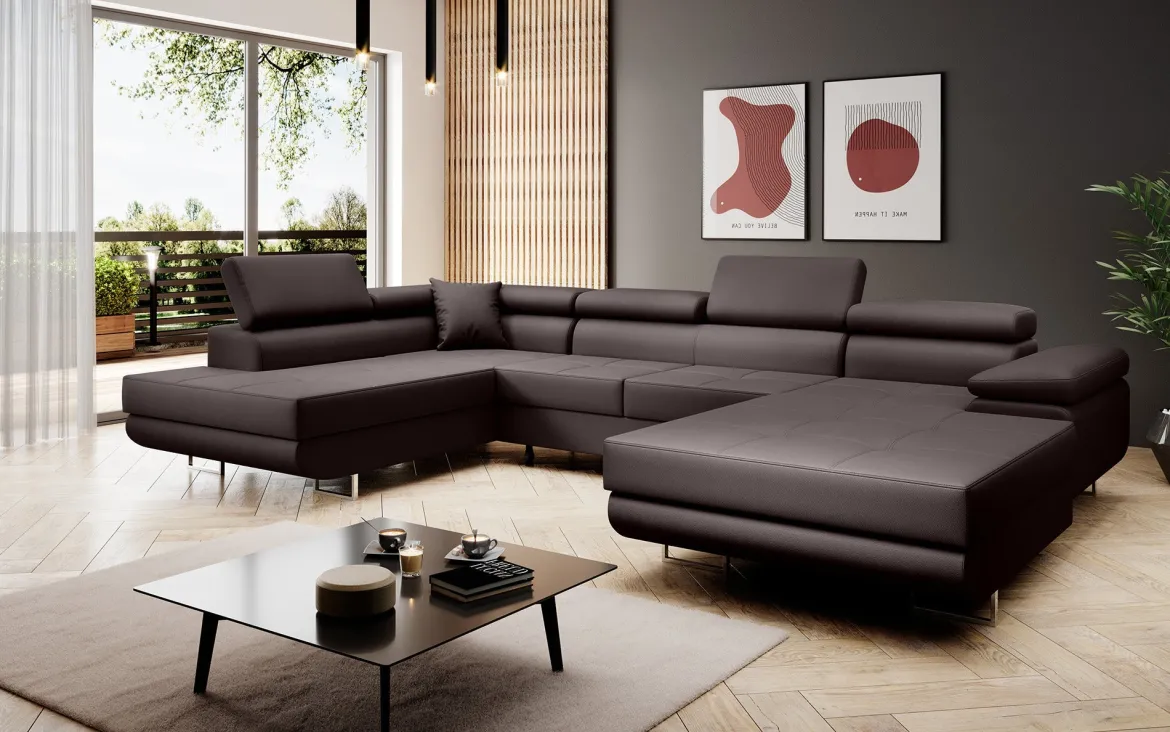 Designer Sofa Lago mit Schlaf - und Klappfunktion in Kunstleder