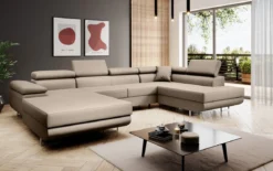 Designer Sofa Lago mit Schlaf - und Klappfunktion in Kunstleder