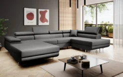 Designer Sofa Lago mit Schlaf - und Klappfunktion in Kunstleder