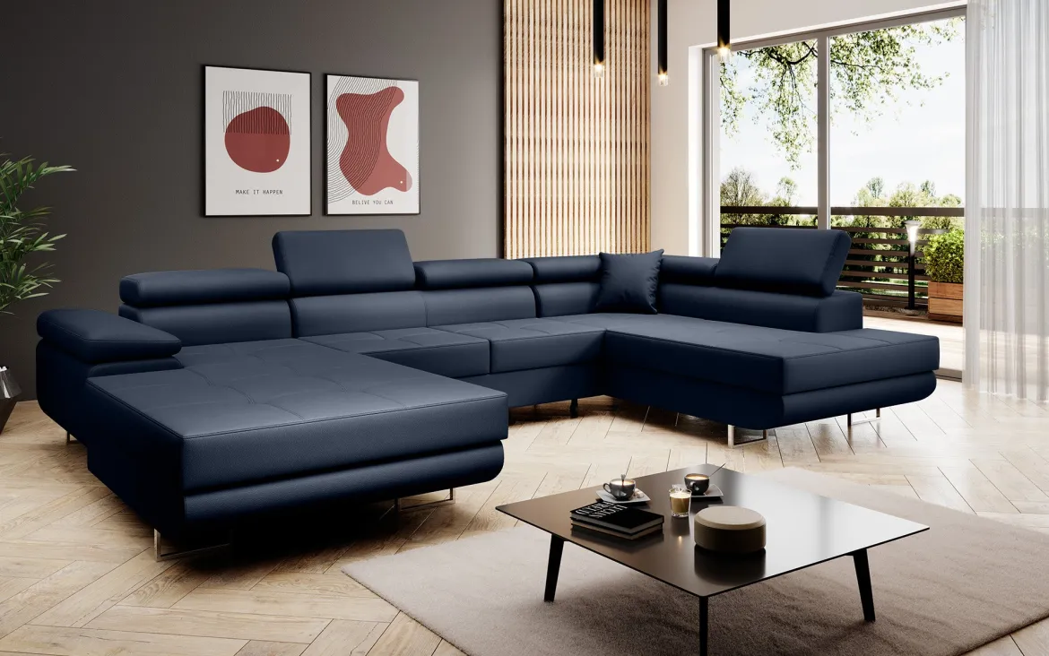 Designer Sofa Lago mit Schlaf - und Klappfunktion in Kunstleder