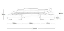 Designer Sofa Lago mit Schlaf - und Klappfunktion in Kunstleder