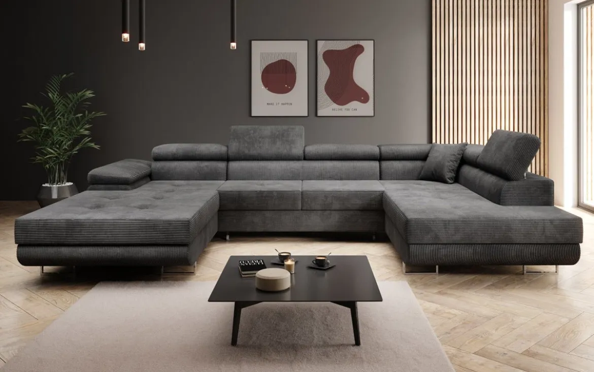 Designer Sofa Lago mit Schlaf - und Klappfunktion in Cord