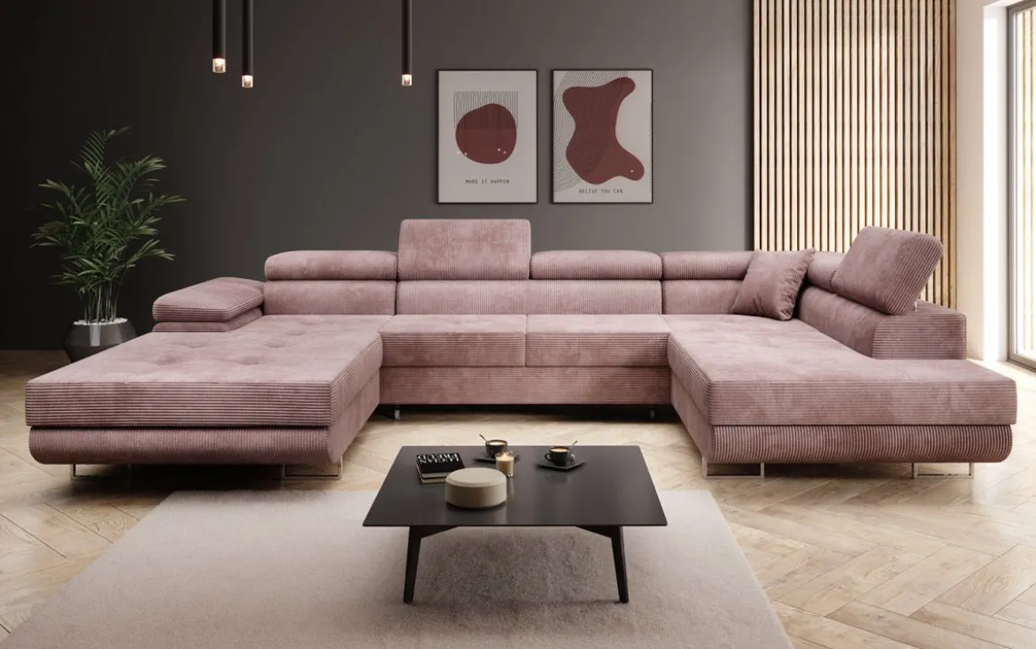 Designer Sofa Lago mit Schlaf - und Klappfunktion in Cord