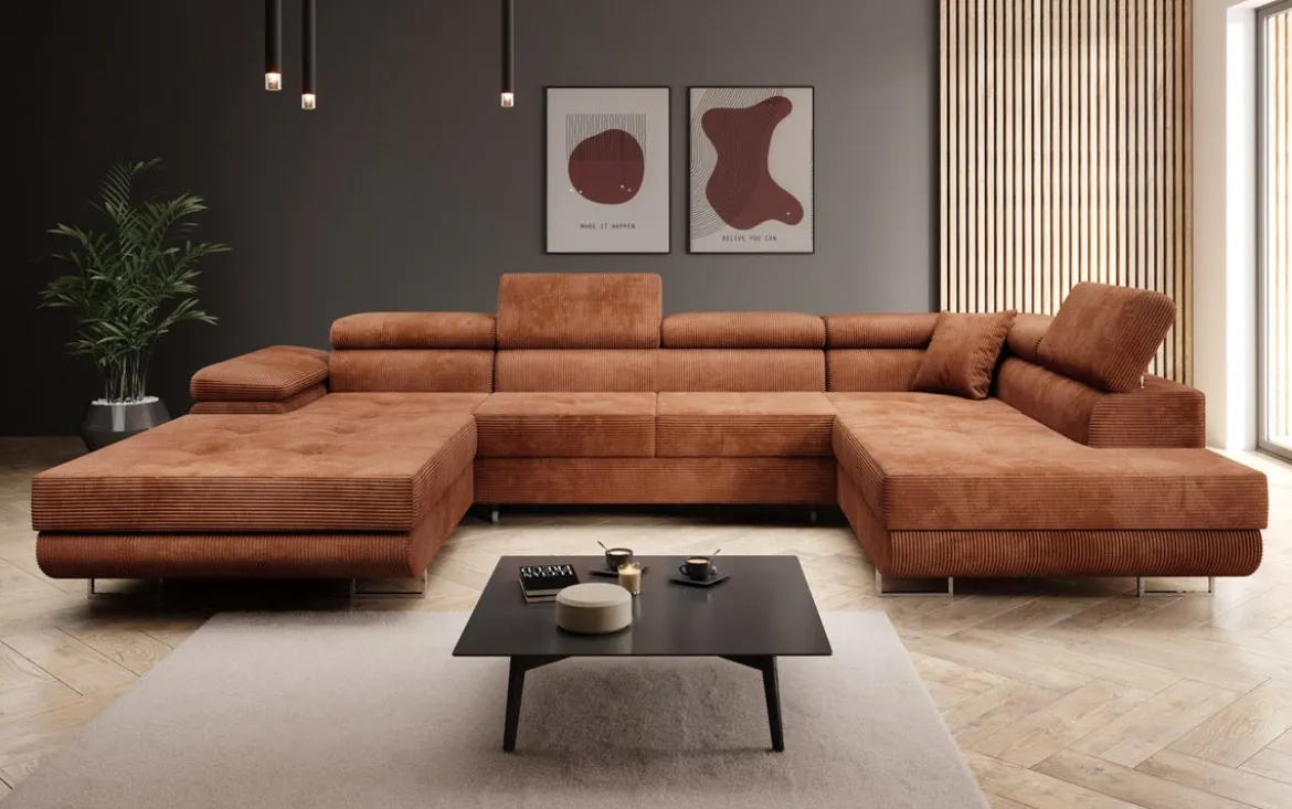Designer Sofa Lago mit Schlaf - und Klappfunktion in Cord