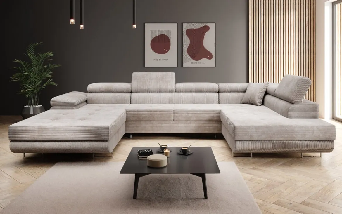 Designer Sofa Lago mit Schlaf - und Klappfunktion in Cord