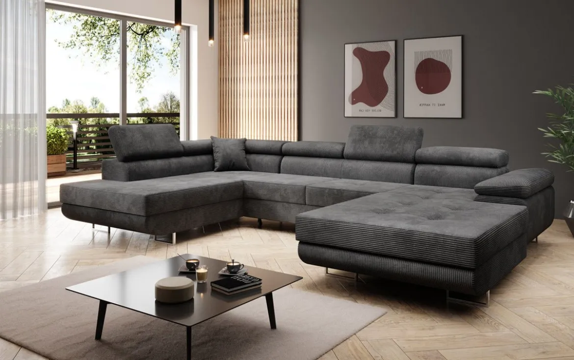 Designer Sofa Lago mit Schlaf - und Klappfunktion in Cord