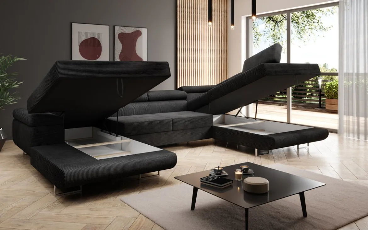 Designer Sofa Lago mit Schlaf - und Klappfunktion in Cord