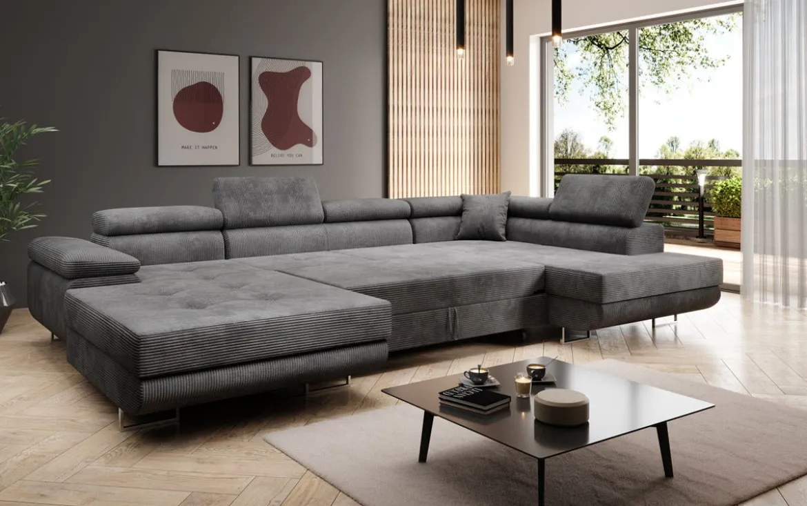 Designer Sofa Lago mit Schlaf - und Klappfunktion in Cord