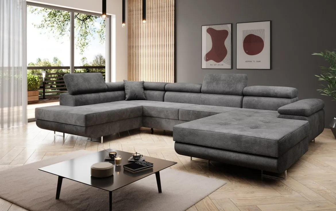 Designer Sofa Lago mit Schlaf - und Klappfunktion in Cord