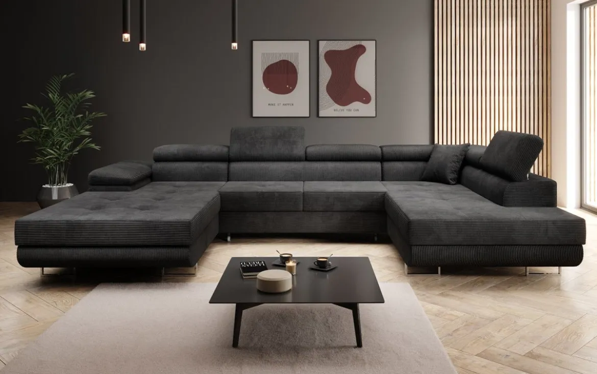 Designer Sofa Lago mit Schlaf - und Klappfunktion in Cord