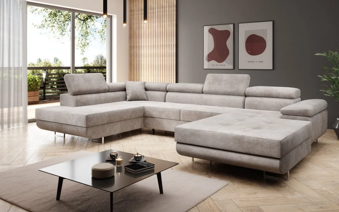 Designer Sofa Lago mit Schlaf - und Klappfunktion in Cord
