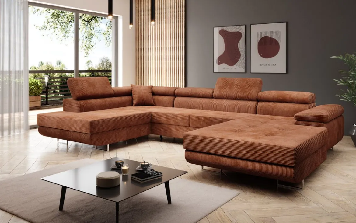 Designer Sofa Lago mit Schlaf - und Klappfunktion in Cord
