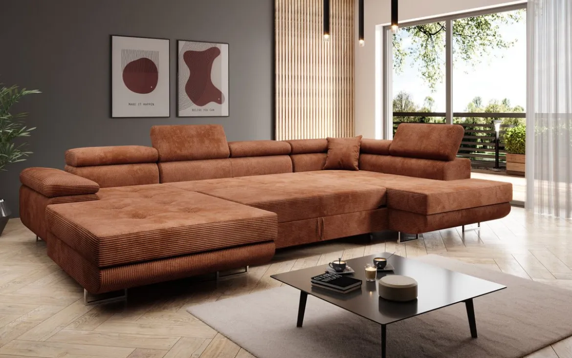 Designer Sofa Lago mit Schlaf - und Klappfunktion in Cord