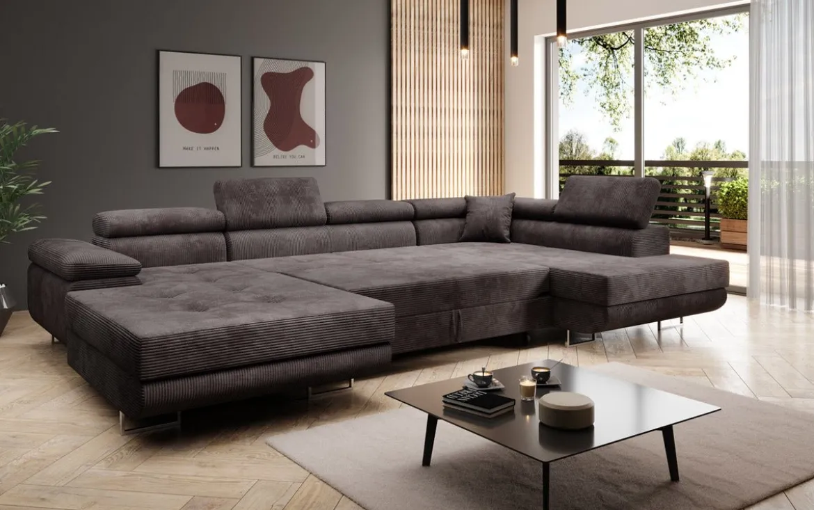 Designer Sofa Lago mit Schlaf - und Klappfunktion in Cord