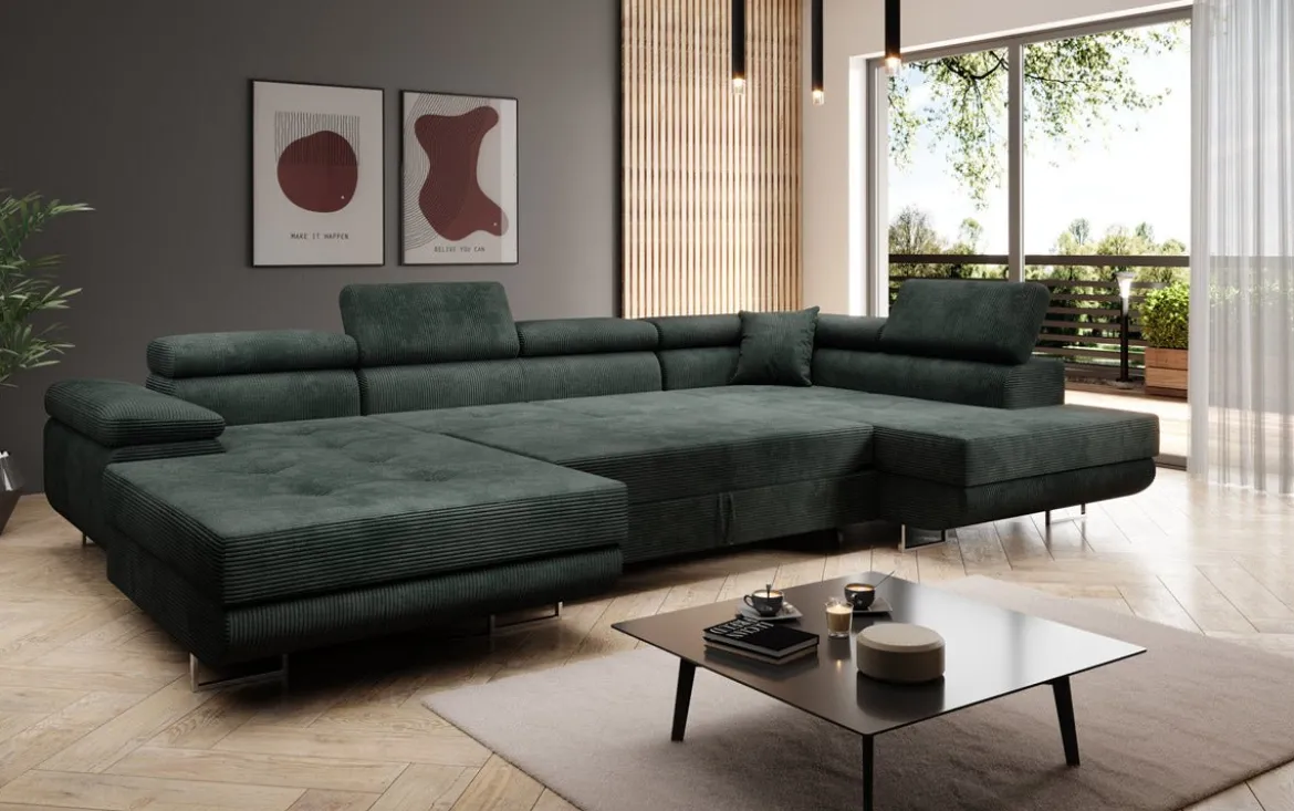 Designer Sofa Lago mit Schlaf - und Klappfunktion in Cord