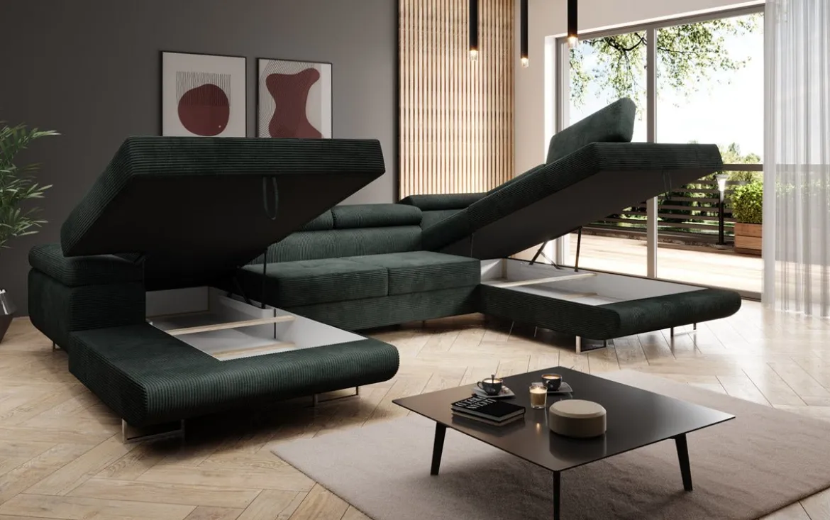 Designer Sofa Lago mit Schlaf - und Klappfunktion in Cord