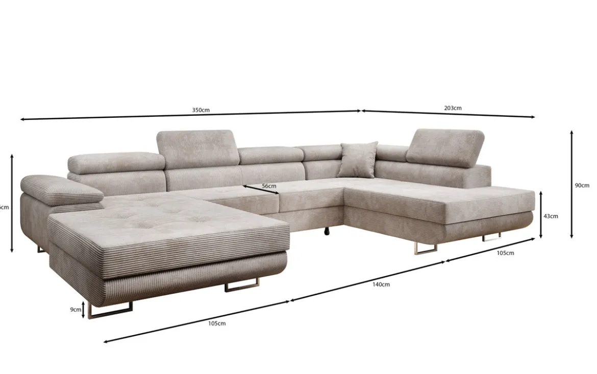 Designer Sofa Lago mit Schlaf - und Klappfunktion in Cord