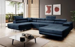 Designer Sofa Lago mit Schlaf - und Klappfunktion in Samt