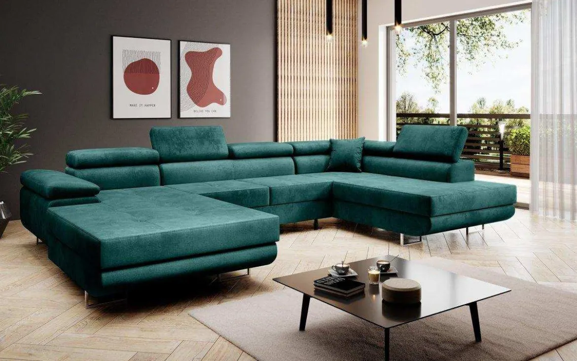 Designer Sofa Lago mit Schlaf - und Klappfunktion in Samt