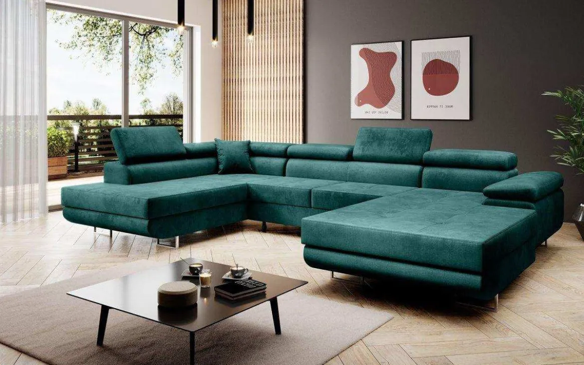 Designer Sofa Lago mit Schlaf - und Klappfunktion in Samt