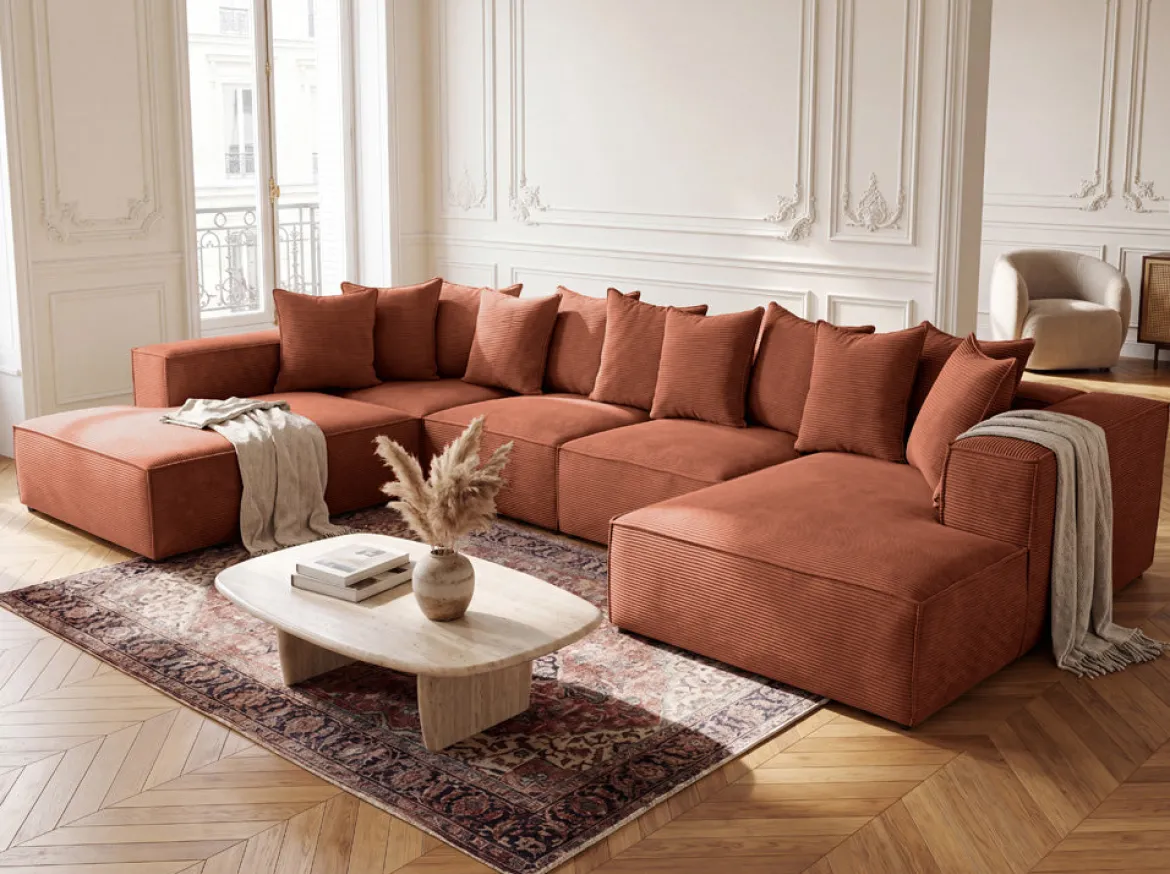Designer Sofa Largo U XXL in Cord