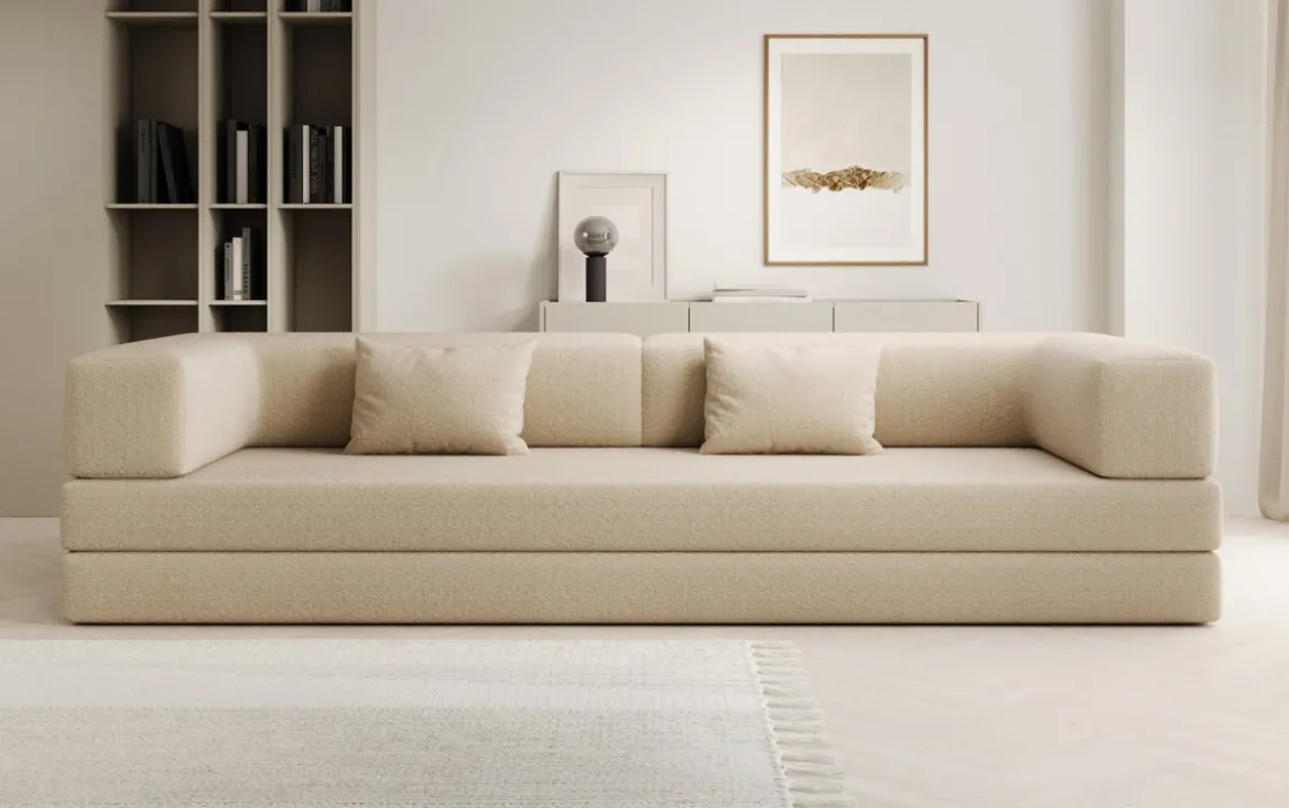 Designer Sofa Lazy 3 Sitzer XXL in Bouclé