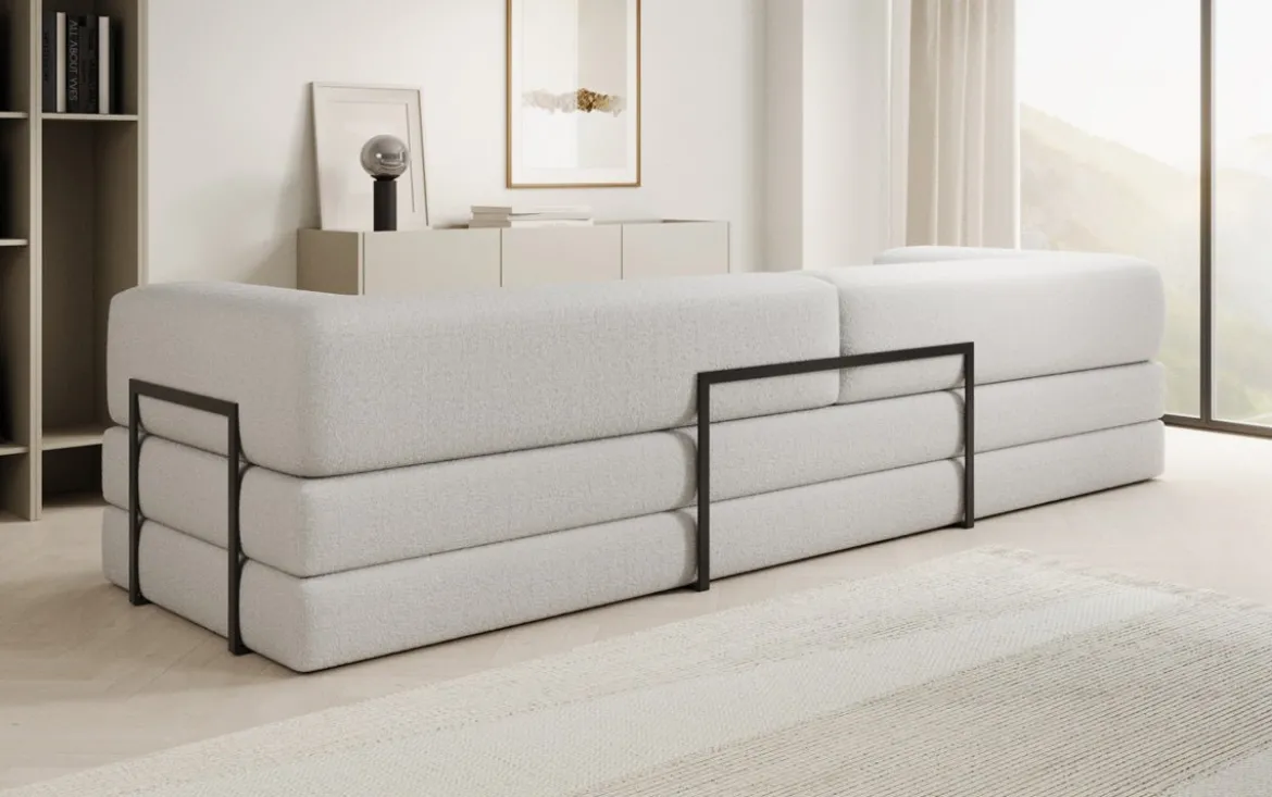 Designer Sofa Lazy 3 Sitzer XXL in Bouclé