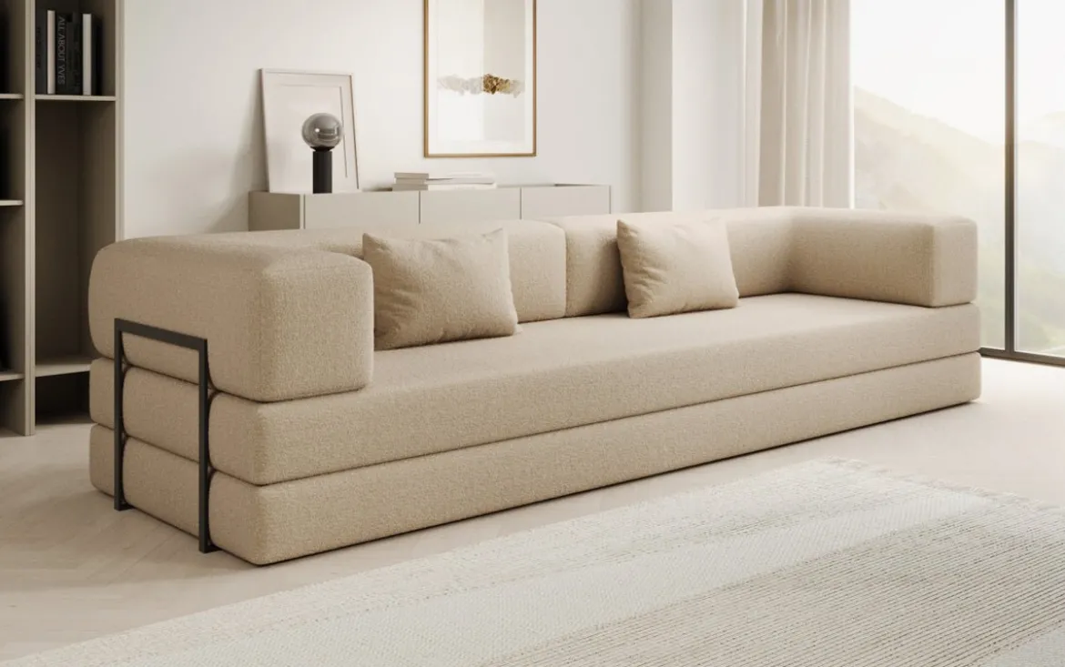 Designer Sofa Lazy 3 Sitzer XXL in Bouclé