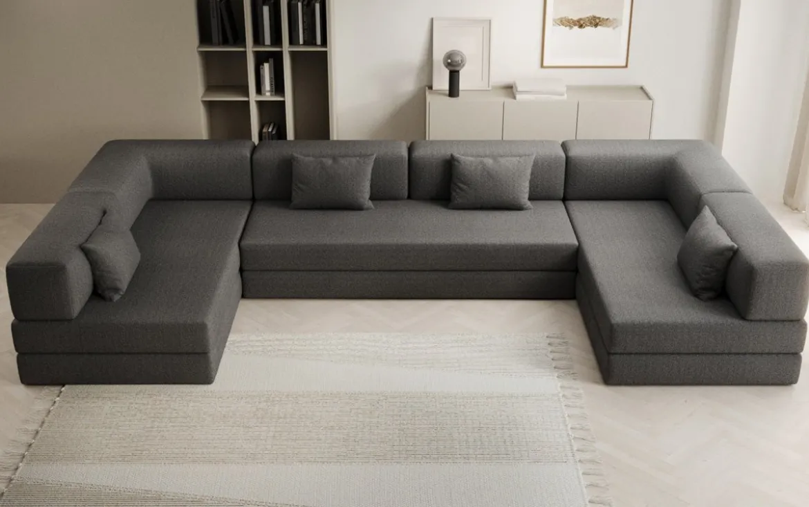 Designer Sofa Lazy U in Bouclé